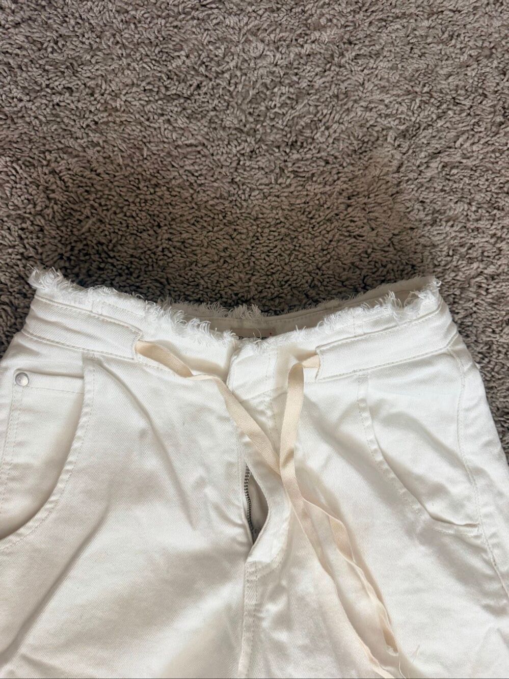 Pilcro Anthropologie White Drawstring Belt Wide Leg Pants Casual Trousers Sz 25